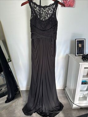 David’s Bridal Black Lace Bodice Dress Size 8 Elegant Formal Cocktail